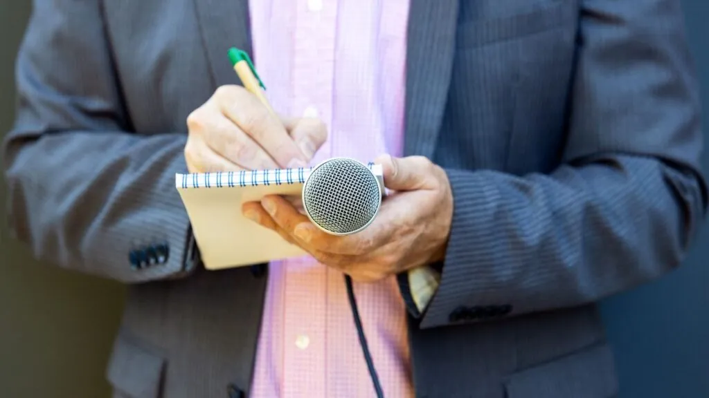 Journalist writing